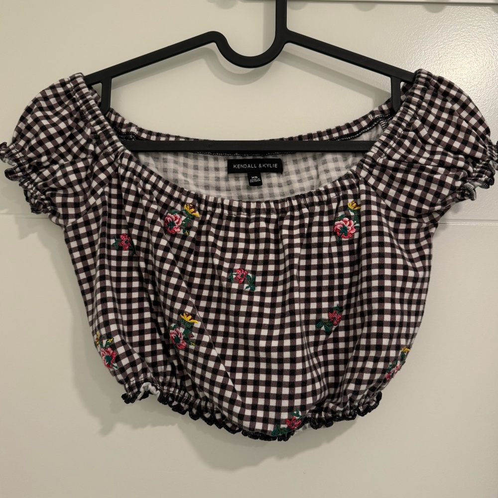 Gingham Floral Crop Top
